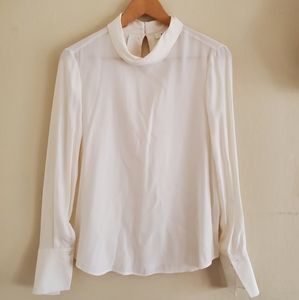 Silk Mock Neck Turtleneck 100% Silk Blouse, sz S